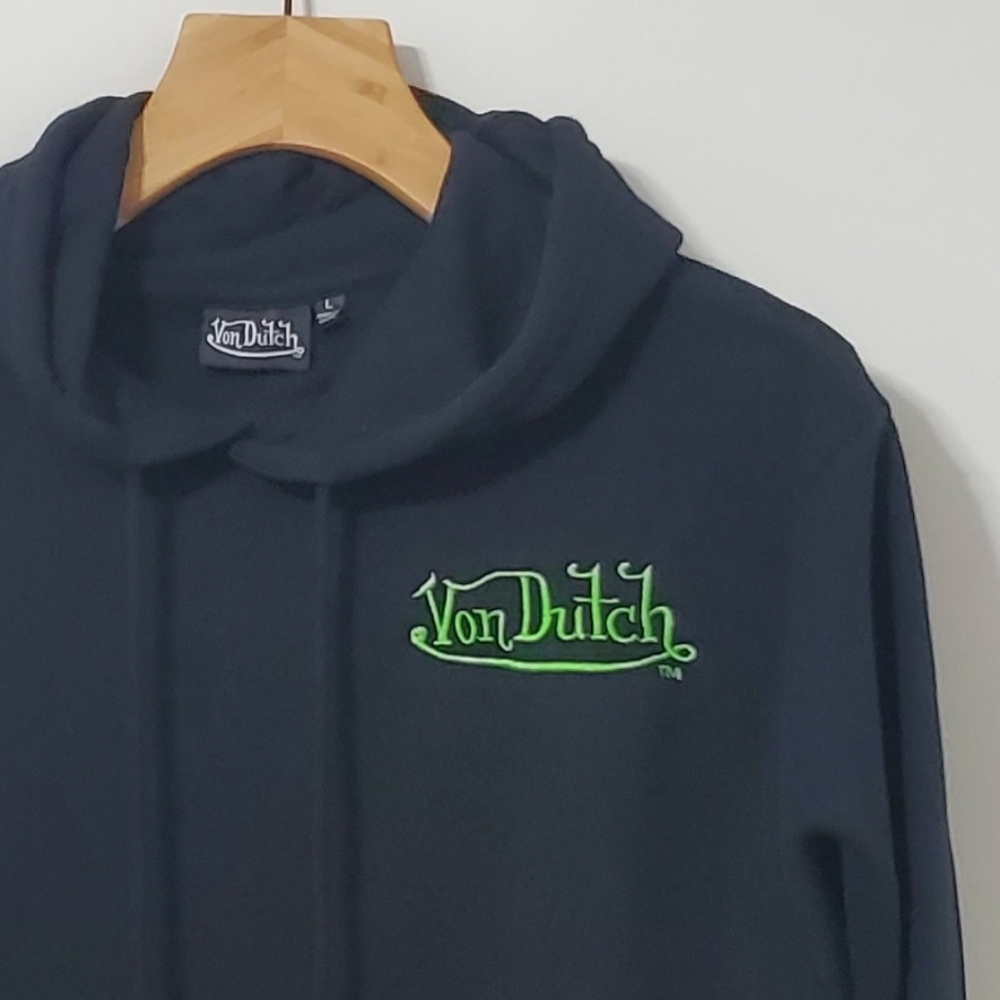 Von Dutch Lightning Bold Black Hoodie Mens Large